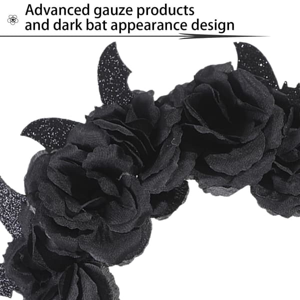 Halloween Hodebånd Svart Rose Flaggermus Hodebånd for Kvinner Gotisk Blomst Hårtilbehør Hodeplagg Hårbøyle Hodeplagg Black