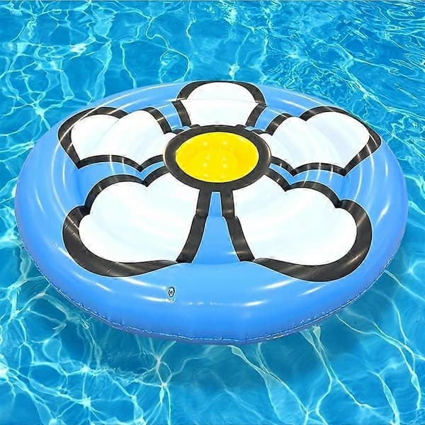 Stor Daisy-formet oppustelig poolflyder, kraftig PVC vandlounge-flåde til voksne, sommer sø strandfest Blue
