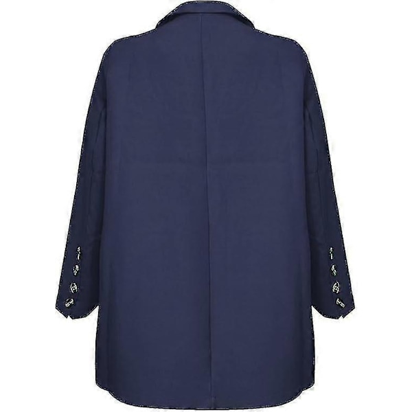 Naisten 2-osainen asu, Blazer-setti, Elegantti Liike- ja Työasu, Vintage Klassikko, Yksivärinen, Ryppyinen Hiha, Auki Edestä, Puku Takki ja Suorat Housut 3XL Navy blue