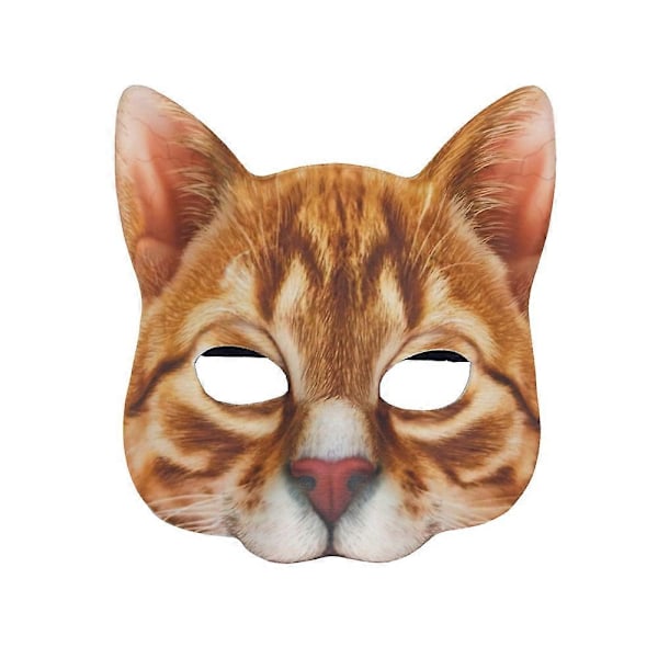 Kissan naamio Halloween puoli kasvot realistisen kissan naamio juhlat pelaaminen puvut rekvisiitta eläin juhlat naamio unisex cosplay juhlat rekvisiitta Orange Cat