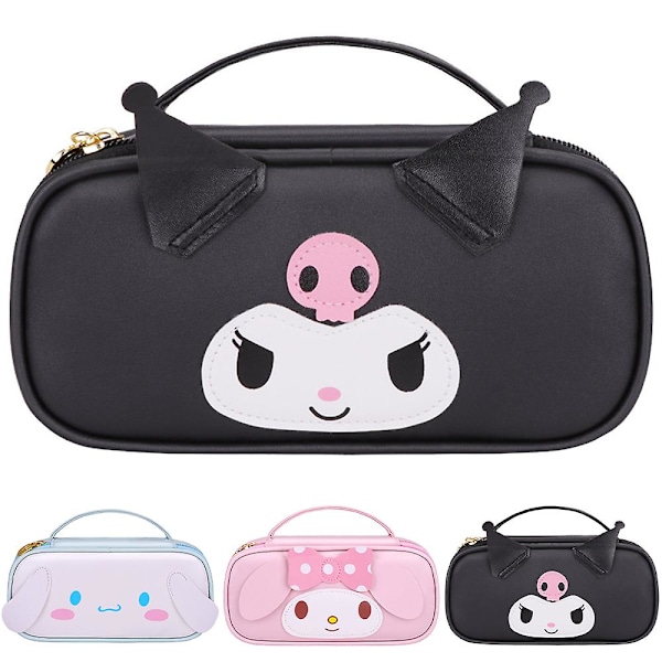 Sanrio Pencil Case Cinnamoroll My Melody Kuromi Gift Large Capacity Zipper Stationary Pouch for Kids Teens Girls Kawaii Pen Storage Box Bag Black