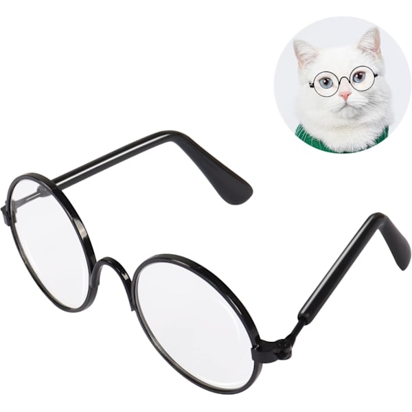 Lemmikin aurinkolasit, klassiset retro-pyöreät metalliset prinssi-aurinkolasit, hauskat söpöt pentu-kissaopettaja-poikamies-cosplay-lasit, lemmikkieläinten valokuvausrekvisiitta Transparent