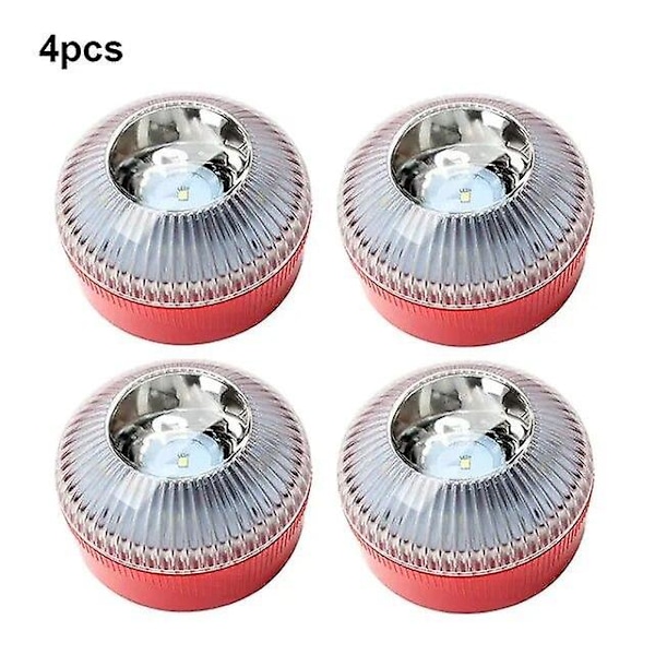 Nyeste Bærbare Nødlys V16 Homologeret Bil Nødblink Orange/Blå/Rød Magnetisk Induktions Stroboskoplys red 4pcs