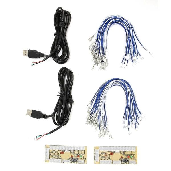 2 Spelare Arkad Encoder Ingen Latens DIY Arkad Encoder med USB-kablar och Knappkablar för MAME
