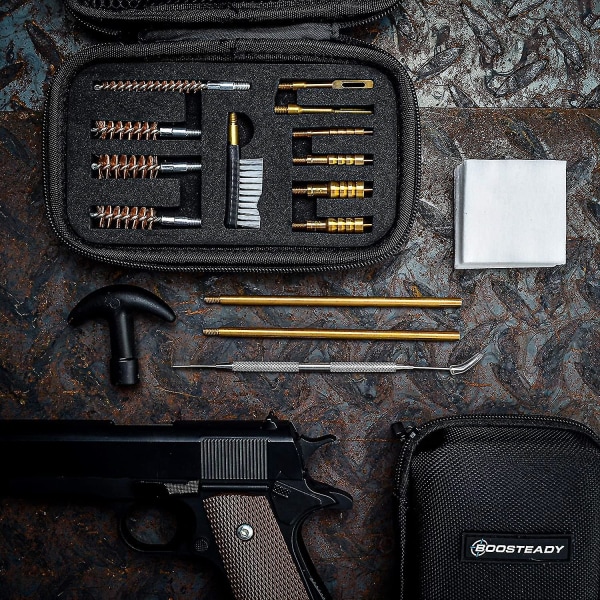 Universal Cleaning Kit kompatibel pistol .22.357.38.9mm.45 Kaliber kompatibelt gevär med bronshål och jagadapter i mässing Mässing-O