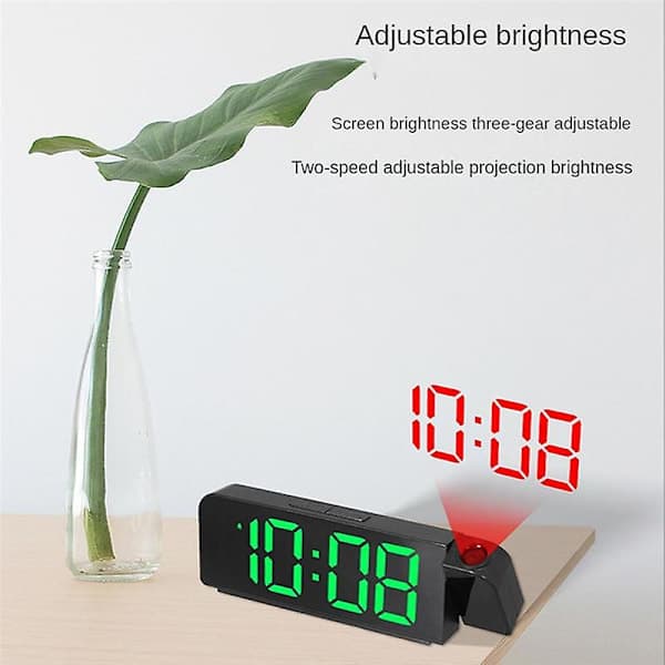 180 Degree Projection Alarm Clock 12/24H LED Digital Clock USB Charging Ceiling Projector Alarm Clock