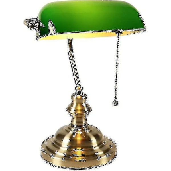 Glas Bankers skrivbordslampa med dragkedja-brytare Plug-in armatur (grön) [reducerad!!!nytt erbjudande]