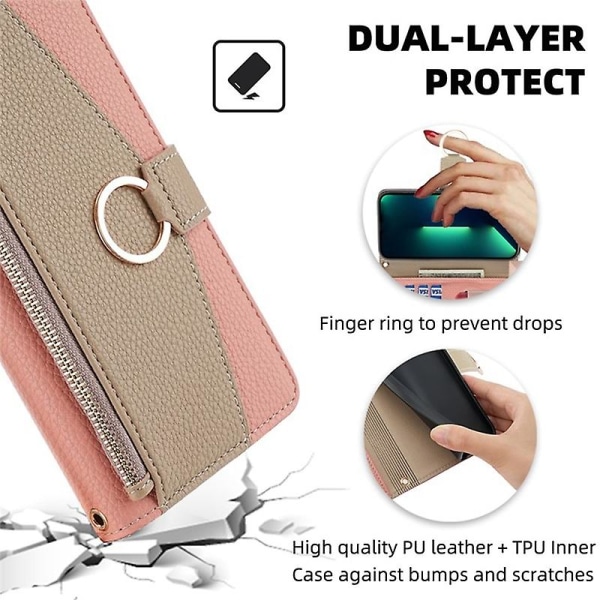 Til OnePlus Nord CE 3 Lite 5G/Nord N30 5G etui PU læder lynlås lommestativ Telefoncover Pink Style E OnePlus Nord CE 3 Lite