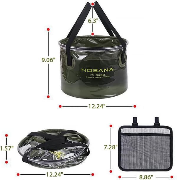 Hopfällbar Hink 20L Bärbar Vikbar Hink med Sidonät
