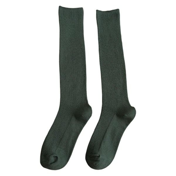 1 Par Damstrumpor Långa Mjuka Hög Elasticitet Enfärgad Tjock Halksäker Varma Casual Randig Textur Damstrumpor Vinteraccessoar Dark Green One Size