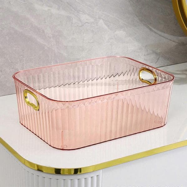 Pink Transparent Opbevaringskurv til Snacks og Kosmetik, Multifunktionel Organizer Pink