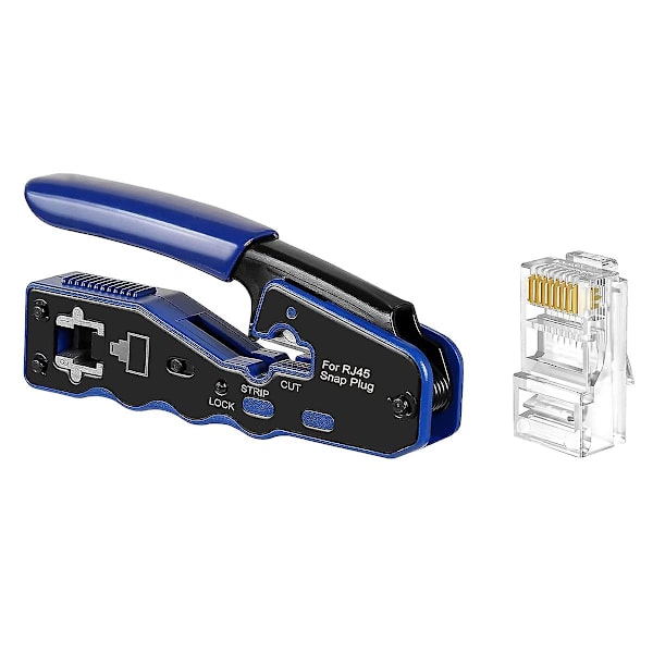 100 st Cat6 / Cat5e Rj45 Pass Through Connector Bunt med pressverktyg As Shown