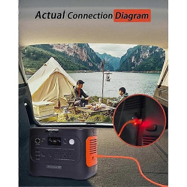 14AWG Bilopladerkabel til Jackery Bærbar Power Station Explorer 3000 Cigartænderoplader DC Adapterkabel 2m Orange