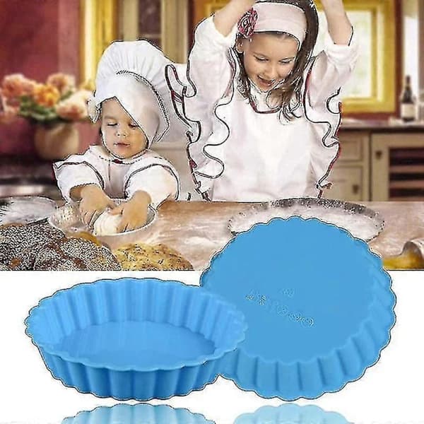 8 stk. Non-Stick Silikone Runde Riflet Bageforme til Tærte Quiche Muffin Kageform