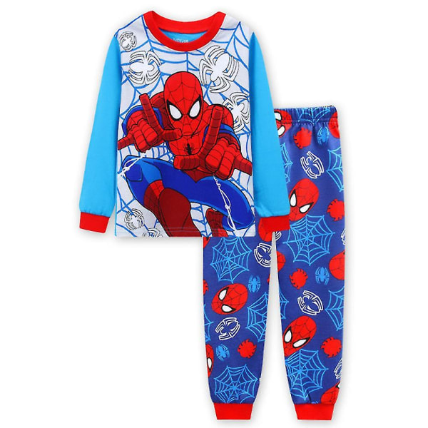 Barn Barn Gutter Spider-man Superhelttrykk Pysjamasantrekk Langermet T-skjorte Langbuksesett Nattøy 4-5 Years