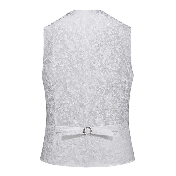 Sliktta Miesten 3-osainen Paisley-mekkoliivi ja set ja taskuneliö White L