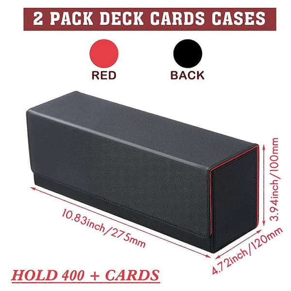 2X Kort Toploader Opbevaring, Samlekort Holdeboks til 300+ Kort Top Loader til Magic Kort Baseball Samlekort Black&red