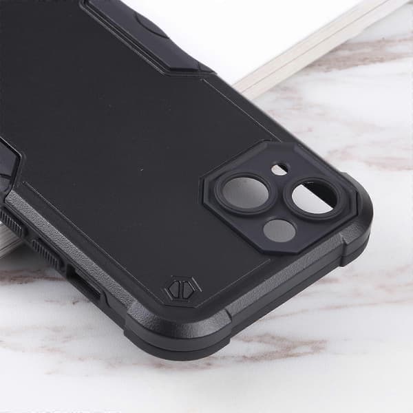 For iPhone 14 Plus Sklisikkert Støtsikkert Armor Telefondeksel Black