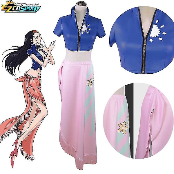 One Piece Nico Robin Cosplay Kostym Klänning Outfits Halloween Karneval Dräkt För Flickor XXXL Costume and wig