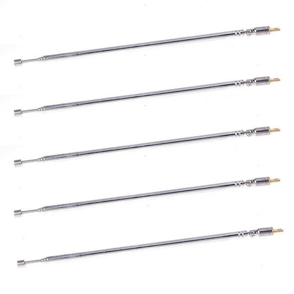5 stk 62 cm lang 4 seksjoner Radiokontroll Am Fm Radio Tv Teleskopantenne Silver Tone