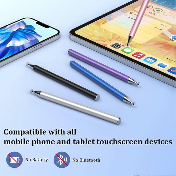 Stylus Pen til iPad, 5-pak Precision Disc Stylus Pen til Touchscreens, Universal Høj Følsomhed & Fin Spids Tablet Touchscreen Pen til iPad