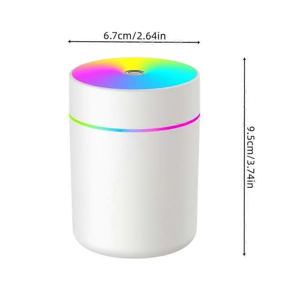 USB-luftfuktare med färgskiftande LED-ljus, bärbar 6.09oz aromdiffusor, 1-pack, för sovrum bil sovsal, USB-driven (batteri ingår ej) White