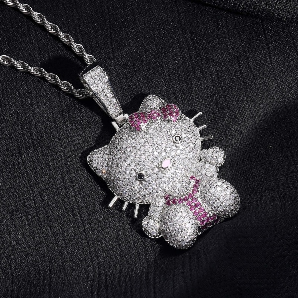 Hellokitty Diamond Halsbandshänge med högkvalitativ diamantinläggningsteknik