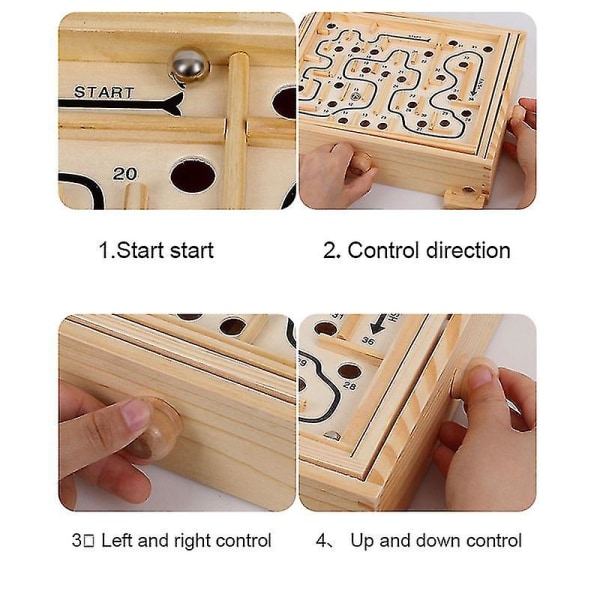 Wooden Labyrinth Game Balance Holde Desktop Group Spill Klassisk Puslespill Leke For Middle