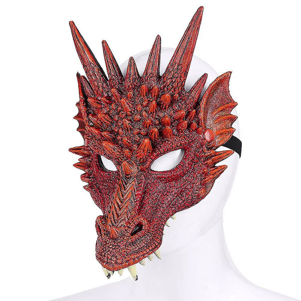 Halloween Cosplay Full Mask Adult Party Props 3D Dragon Mask Red