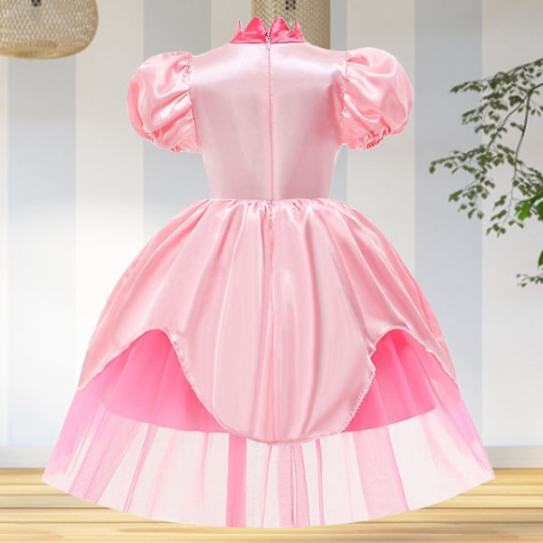 Peach Princess Klänningsset med Tillbehör för Flickor - Redo för Cosplay B 120