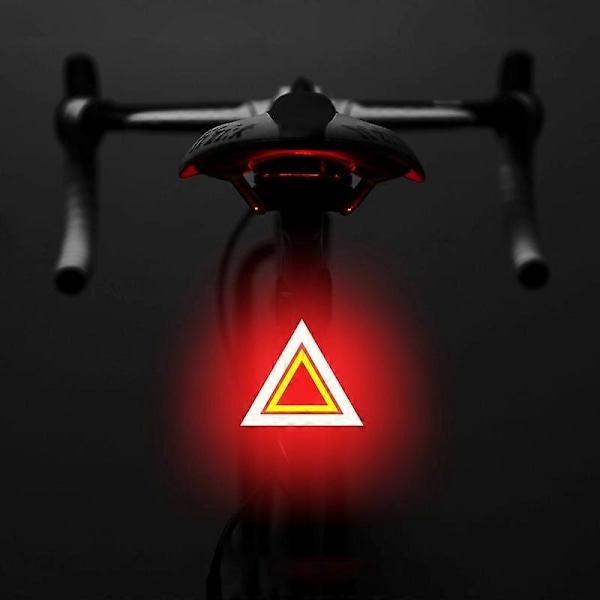 Luova polkupyörän takavalo IPX2 vedenpitävä pieni pyörän LED-valo tukee USB-latausta ulkokäyttöön Multicolor Triangle Warning