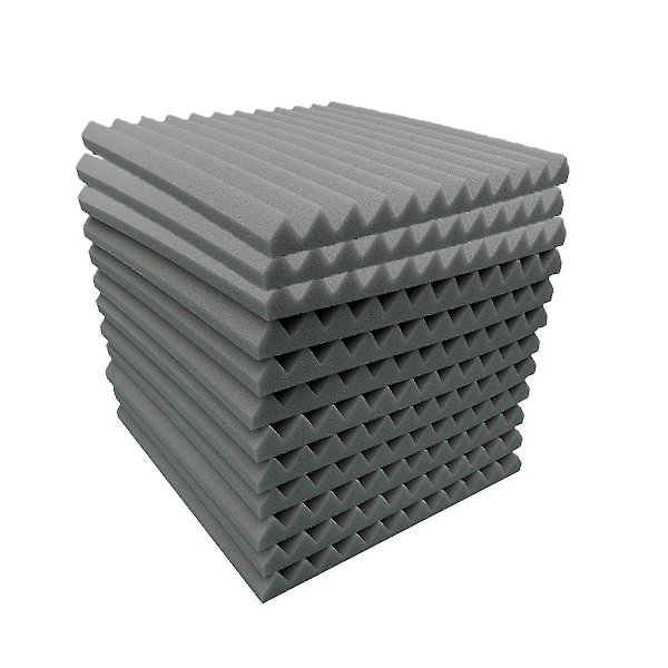 Akustiska skumpaneler 12 st, ljudisolerade väggpaneler 30x30x5cm, högdensitet ljudabsorberande panel F Black