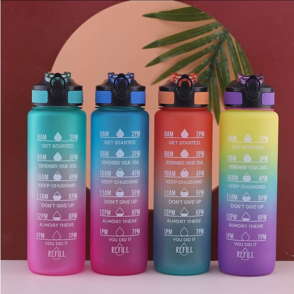 Motivasjonstidsmerket vannflaske 1000ml Black OneSize