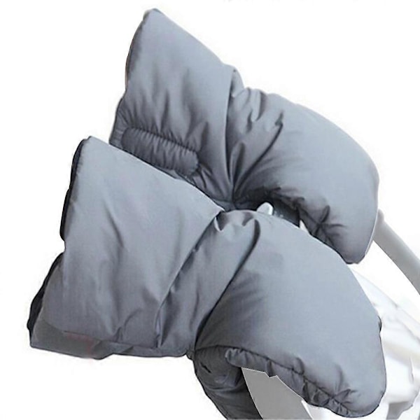 Talvikävelyrattaiden käsineet, fleece-käsien suojus, kävelyrattaiden käsienlämmitin, vedenpitävä ja tuulenpitävä Grey