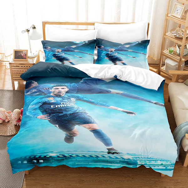 3D fotbollsstjärna Ronaldo, Messi, Mbappe och andra serier tryckta tredelade set tvådelade set digitalt påslakan örngott set G 180*200