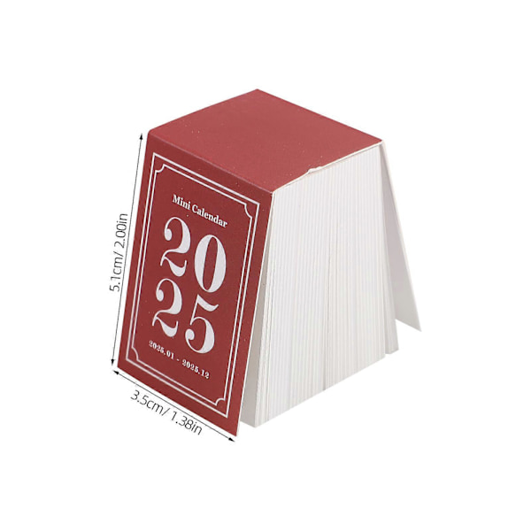 1 Bokbordskalender Liten 2025 Kalender Retro Miniatyr Stående Kalender Rivbar Bordskalender Red 5.10X3.50X0.10CM
