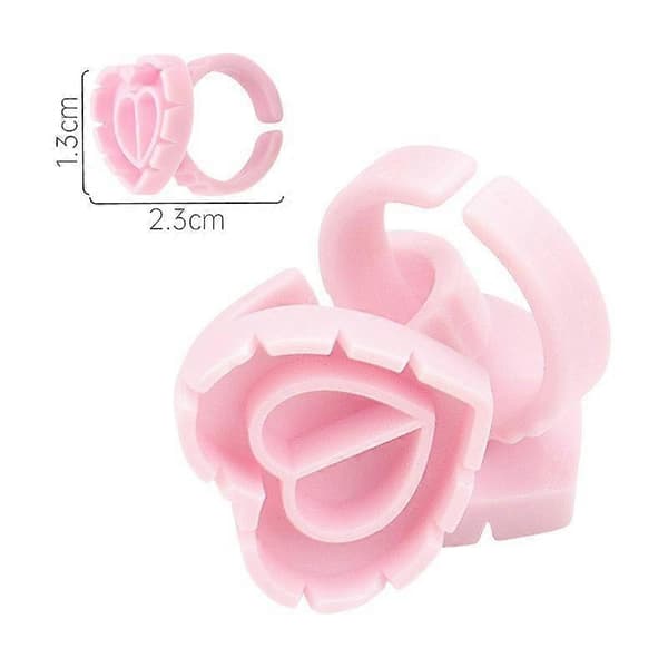 100 STK Limringe Vipperringe til Lim Limringe til Eyelash Extensions Eyelash Limholder Vipper Limringe Smarte Limkopper (Pink)