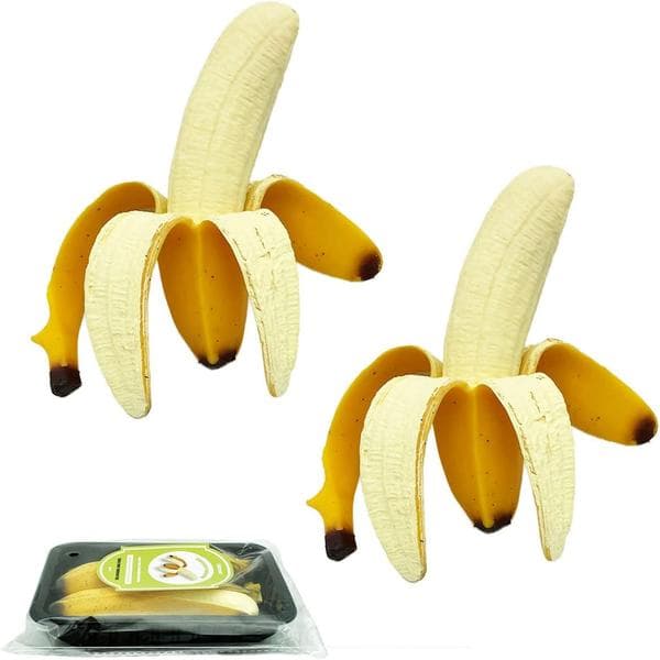 2-pak bløde bananlegetøj, simulerede bananer, bløde klemme-T