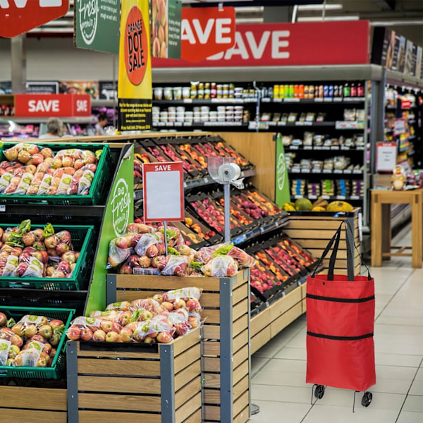 Taitettava ostoskärry pyörillä, kokoontaitettava ostoskärry, kannettava ostoskassi, matkakassi vihannesten, hedelmien ja vaatteiden säilytykseen blue