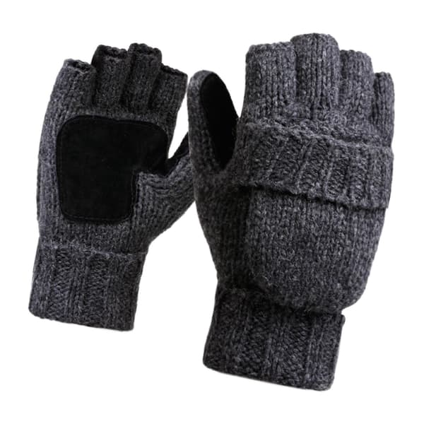 Flip Fingerless Vantar Stickning Halv Finger Vantar För Löpning Mörkgrå