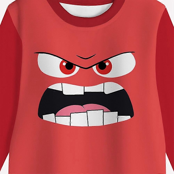 Barn Pojkar Flickor Inside Out 2 Pyjamas Set Anger Cosplay Kostym Långärmad T-shirt Byxor Sovkläder Nattkläder Pjs Outfits 7-8Years