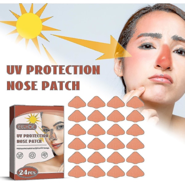 24 sæt Solbeskyttelse Næseplaster Ultraviolette stråler Beskyttelse Næsebetræk Til Mænd Kvinder Sport Garvning Udendørs Fff