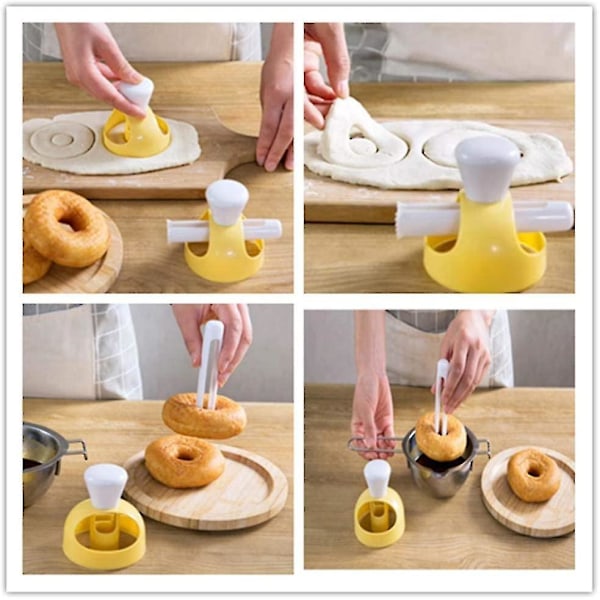2-pack Donut-utskärare Set 3 tum kakform Rund för bakning Donutform Plast Dopp Pli
