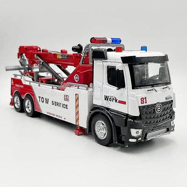 1:32 Diecast Modellbil Leksak Stor Dubbelkrok Trafikväg Räddningstjänst Lastbil Miniatyrkopia Med Ljud & Ljus Stor red