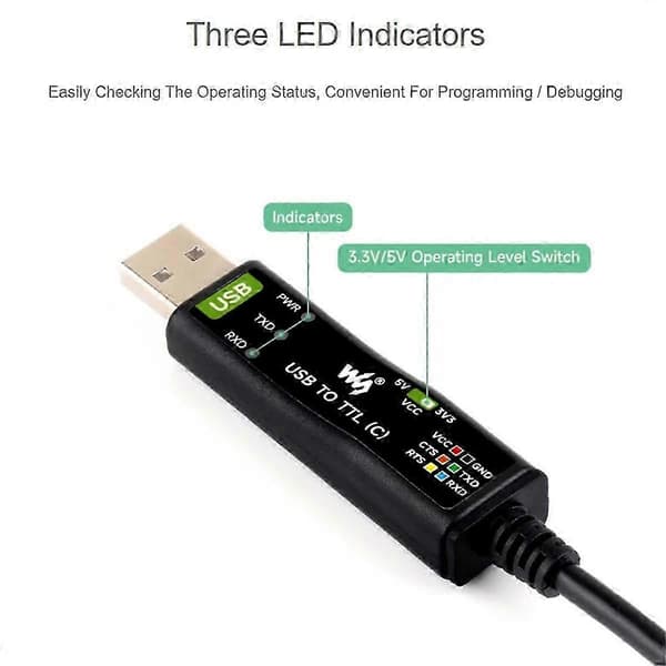 Industriel USB til TTL (C) 6-bens seriel modul kabel FT232RNL til 5 seriel port debugging modul Svart