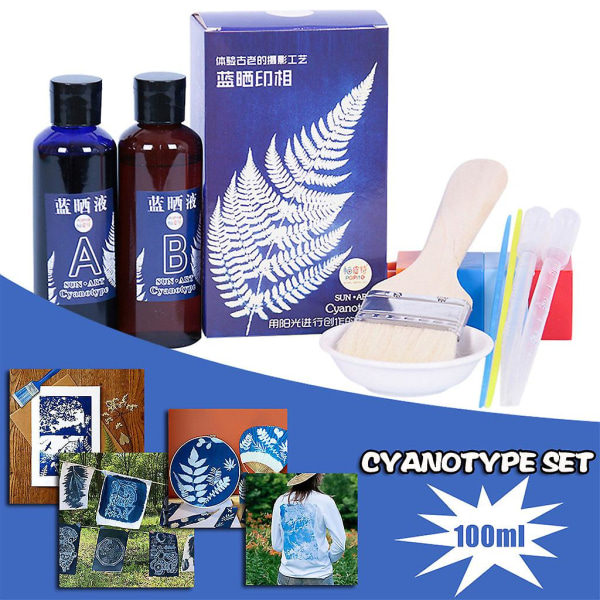 Cyanotype-sett gir en blåkopi eller bilder med Cyanotype-sett 200 ml Multicolor