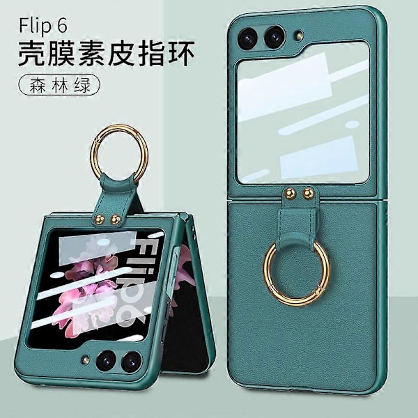 Etui til Z Flip 6, Hard Case til Samsung Galaxy Z Flip 6 med Ringholder & Skjermbeskytter Støtsikker Hard Deksel til Galaxy Z Flip 6 Etui Green