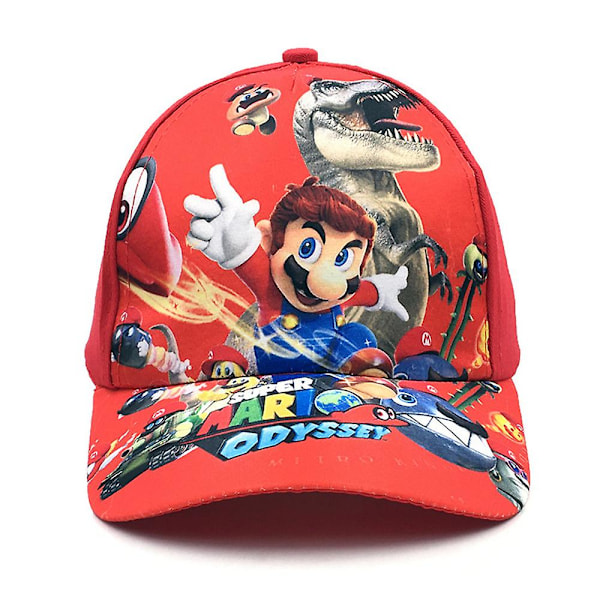 Childrens Kids Boys Girls Super Mario Bros Print Baseball Cap Cartoon Summer Adjustable Sun Visor Hat Gifts Red A