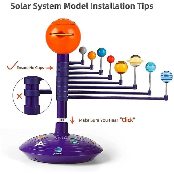 Solsystemet for barn, snakkende astronomi-solsystemmodellsett, planetariumsprosjektor STEM-leker med 8 planeter, romleker for gutter 3 4 5+ år gamle