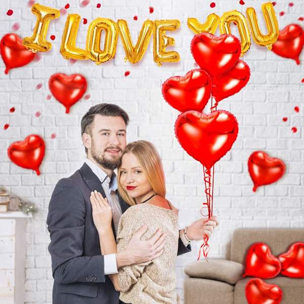 Jeg Elsker Dig Balloner og Hjerteballoner Sæt med Roseblade, Valentinsdag Dekorationer til Fest